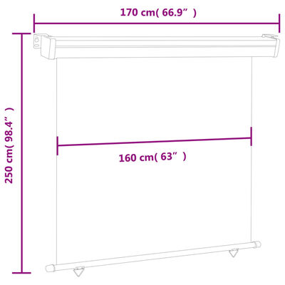 vidaXL バルコニー用 サイドオーニング 175x250cm クリーム