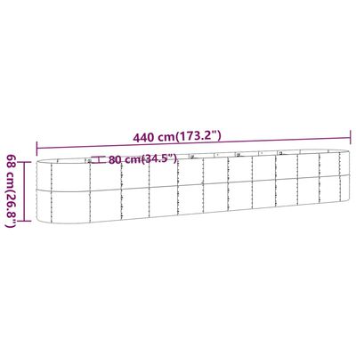 vidaXL ガーデンプランター 粉体塗装スチール 440x80x68 cm ブラウン