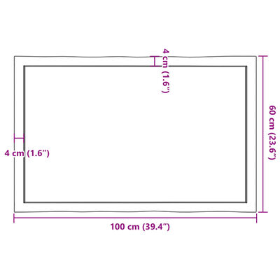 vidaXL テーブルトップ ライトブラウン 100x60x(2-4) cm 加工済み無垢材 ライブエッジ