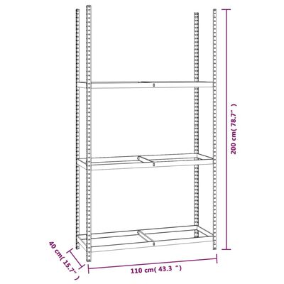 vidaXL 3段型 タイヤラック シルバー 110x40x200 cm 亜鉛メッキ鋼