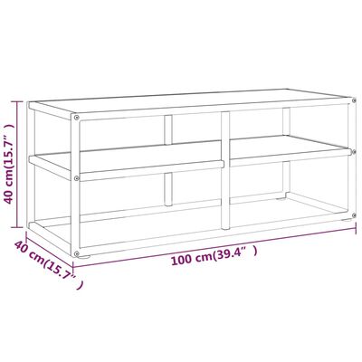 vidaXL TVキャビネット ブラック 100x40x40cm 大理石風ホワイトガラス製