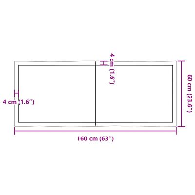 vidaXL テーブルトップ ライトブラウン 160x60x(2-4) cm 加工済み無垢材 ライブエッジ