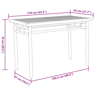 vidaXL ガーデンダイニングテーブル 110x55x75 cm 竹製