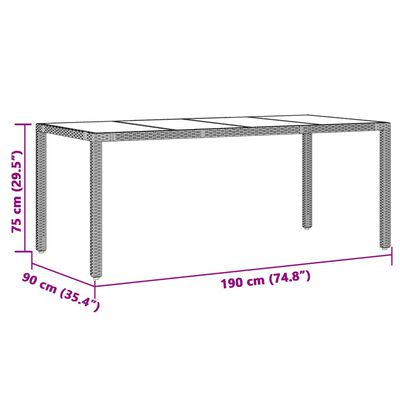 vidaXL ガーデンテーブル ガラストップ付き 90x90x75 cm ポリラタン製 ブラック