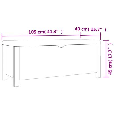 vidaXL 収納ボックス クッション付き ホワイト 105x40x45cm（米国限定）