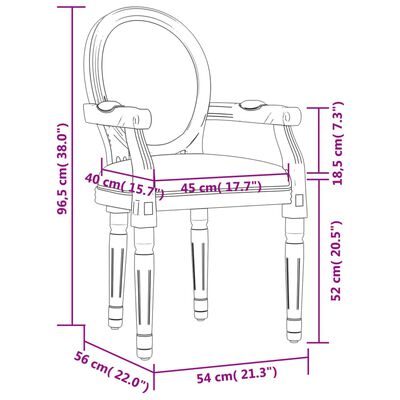 vidaXL ダイニングチェア 54x56x96.5 cm リネン