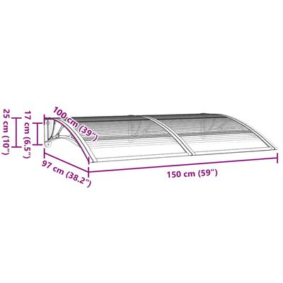 vidaXL ドアキャノピー ブラック 150x100 cm ポリカーボネート製