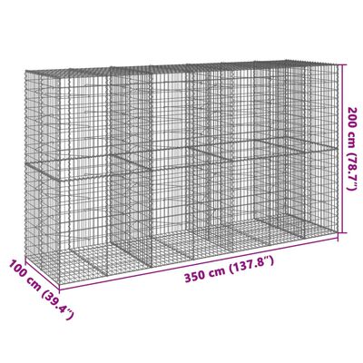 vidaXL 蛇籠バスケット カバー付き 350x100x200cm 亜鉛メッキ鉄