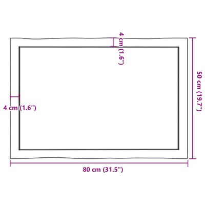 vidaXL テーブルトップ ライトブラウン 80x50x(2-6) cm 加工済み無垢材 ライブエッジ