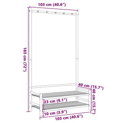 vidaXL 洋服ラック 棚付き 103x40x183cm 竹製