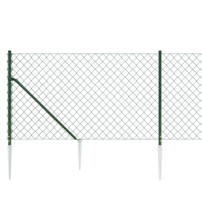 vidaXL 金網フェンス スパイクアンカー付き グリーン 1x10 m