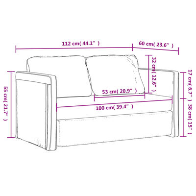 vidaXL ソファベッド 2-in-1 ブラック 112x174x55 cm 合成皮革