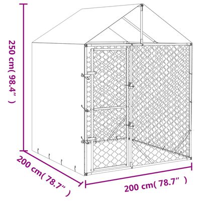 vidaXL 屋外犬小屋 屋根付き シルバー 2x2x2.5 m 亜鉛メッキ鋼製