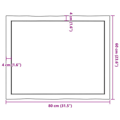 vidaXL テーブルトップ ライトブラウン 80x60x(2-4) cm 加工済み無垢材 ライブエッジ