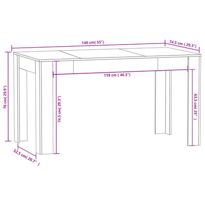 vidaXL ダイニングテーブル ブラック 140x74.5x76cm エンジニアリングウッド