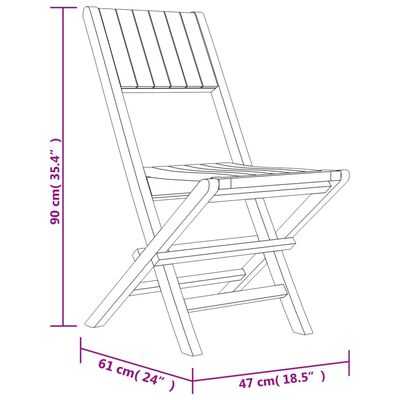 vidaXL 折りたたみガーデンチェア 2点 47x61x90 cm チーク無垢材