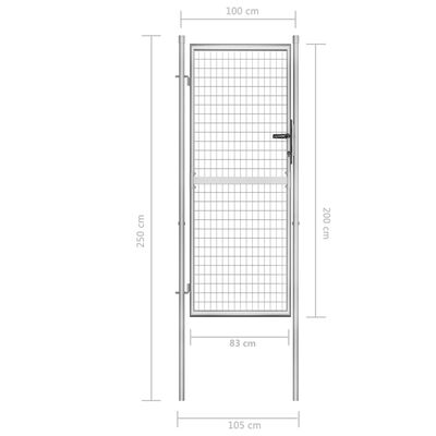 vidaXL ガーデンゲート 亜鉛メッキ鋼製 105x250cm シルバー