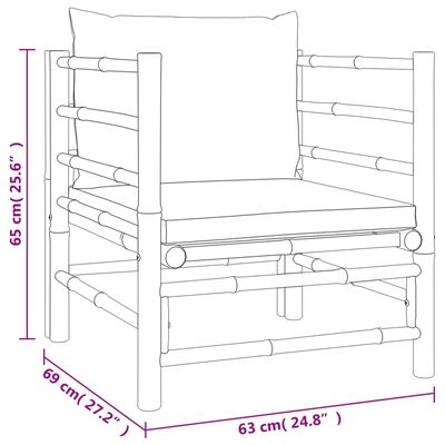 vidaXL ガーデンラウンジ7点セット ライトグレークッション付き 竹製