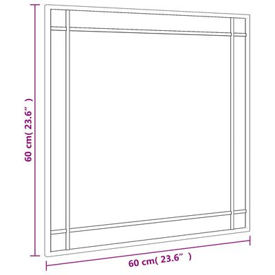 vidaXL ウォールミラー ブラック 60x60 cm 正方形 鉄製