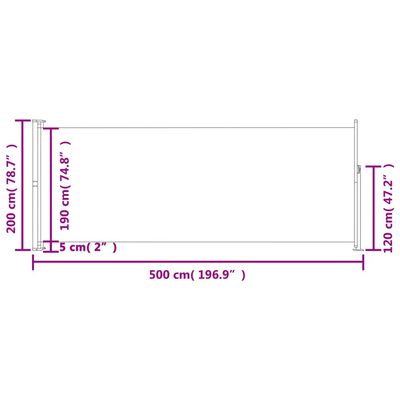 vidaXL パティオ用 格納式サイドオーニング 220x500 cm レッド