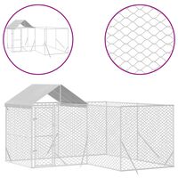 vidaXL 屋外犬小屋 屋根付き シルバー 4x4x2.5 m 亜鉛メッキ鋼製