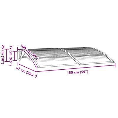 vidaXL ドアキャノピー グレー 150x100 cm ポリカーボネート製