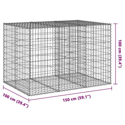 vidaXL 蛇籠バスケット カバー付き 150x100x100cm 亜鉛メッキ鉄