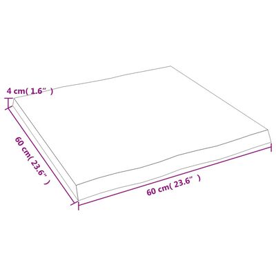 vidaXL テーブルトップ ライトブラウン 60x60x(2-4) cm 加工済み無垢材 ライブエッジ