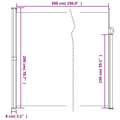 vidaXL 格納式サイドオーニング アントラシート 200x500 cm