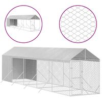 vidaXL 屋外犬小屋 屋根付き シルバー 2x10x2.5 m 亜鉛メッキ鋼製