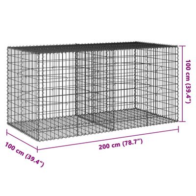 vidaXL 蛇籠バスケット カバー付き 200x100x100cm 亜鉛メッキ鉄