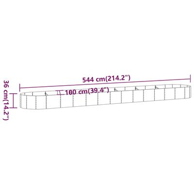 vidaXL ガーデンプランター 粉体塗装スチール 544x100x36 cm ブラウン