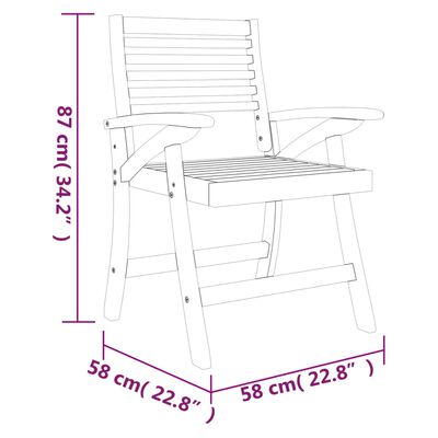 vidaXL ガーデンチェア 3点セット 58x58x87 cm アカシア無垢材