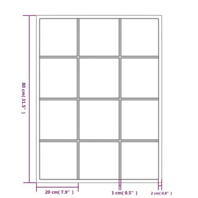 vidaXL ウォールミラー 3点 ブラック 80x60cm 金属製