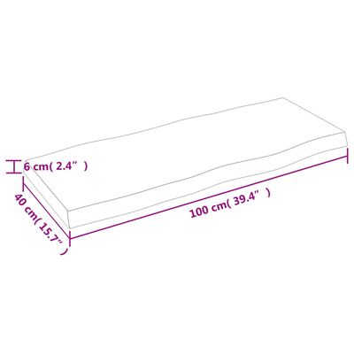 vidaXL テーブルトップ ライトブラウン 100x40x(2-6) cm 加工済み無垢材 ライブエッジ