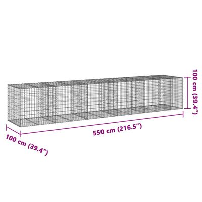 vidaXL 蛇籠バスケット カバー付き 550x100x100cm 亜鉛メッキ鉄