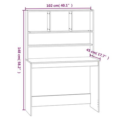 vidaXL 棚付きデスク ホワイト 102x45x148cm エンジニアリングウッド