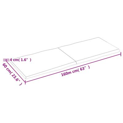 vidaXL テーブルトップ ライトブラウン 160x60x(2-4) cm 加工済み無垢材 ライブエッジ