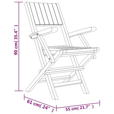 vidaXL 折りたたみガーデンチェア 6点 55x61x90 cm チーク無垢材