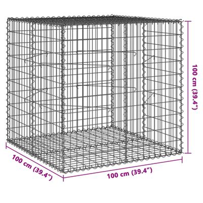 vidaXL 蛇籠バスケット カバー付き 100x100x100cm 亜鉛メッキ鉄