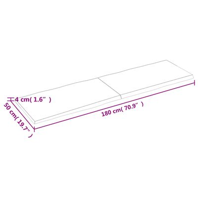 vidaXL テーブルトップ ライトブラウン 180x50x(2-4) cm 加工済み無垢材 ライブエッジ