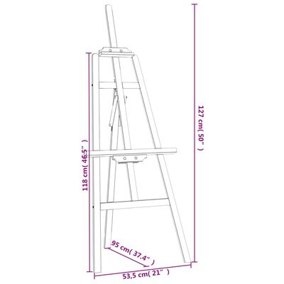 vidaXL イーゼルスタンド ブラック 53.5x95x127cm パイン無垢材