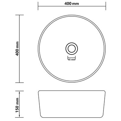 vidaXL ラグジュアリー 洗面器 丸型 マットライトブルー 40x15cm セラミック製