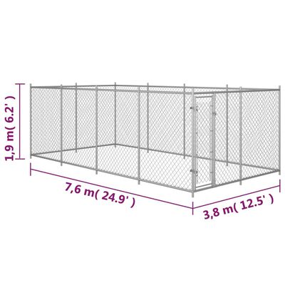 vidaXL 屋外用犬舎 7,6x3,8x1,9m