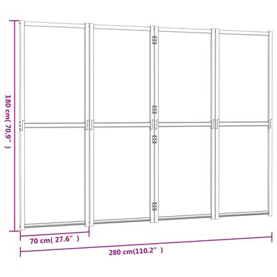 vidaXL 間仕切り パネル4枚 クリームホワイト 280x180cm