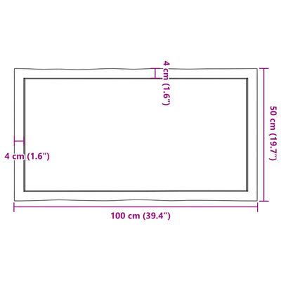 vidaXL テーブルトップ ライトブラウン 100x50x(2-6) cm 加工済み無垢材 ライブエッジ