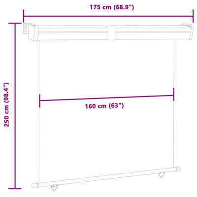 vidaXL バルコニー用 サイドオーニング 175x250cm グレー