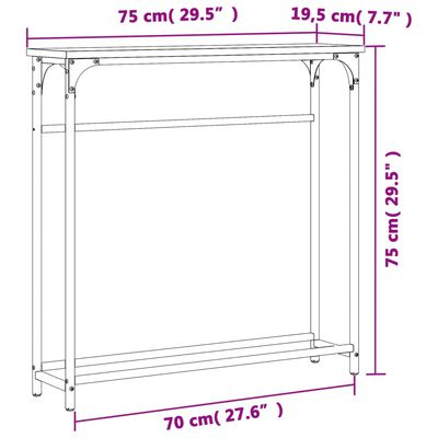 vidaXL コンソールテーブル ブラック 75x19.5x75 cm エンジニアリングウッド