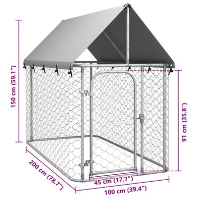 vidaXL 屋外用犬小屋　屋根付き 200x100x150cm