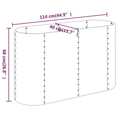 vidaXL ガーデンプランター 粉体塗装スチール 114x40x68 cm グリーン